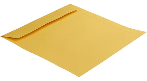 50 Stück, Farbige Briefumschläge, 220 x 220 mm, Haftklebung mit Abziehstreifen, Gerade Klappe, 120 g/qm Colorista, Ohne Fenster, Gelb (Goldgelb), Blanke Briefhüllen von Blanke Briefhüllen