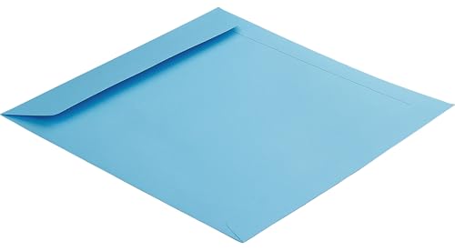 50 Stück, Farbige Briefumschläge, 220 x 220 mm, Haftklebung mit Abziehstreifen, Gerade Klappe, 130 g/qm Colorista, Ohne Fenster, Blau (Hellblau), Blanke Briefhüllen von Blanke Briefhüllen