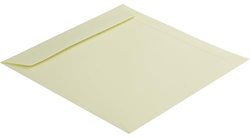 50 Stück, Farbige Briefumschläge, 220 x 220 mm, Haftklebung mit Abziehstreifen, Gerade Klappe, 130 g/qm Colorista, Ohne Fenster, Creme (Creme-Gelb), Blanke Briefhüllen von Blanke Briefhüllen