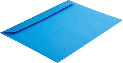 50 Stück, Farbige Briefumschläge, DIN C4, Haftklebung mit Abziehstreifen, Gerade Klappe, 130 g/qm Colorista, Ohne Fenster, Blau (Königsblau), Blanke Briefhüllen von Blanke Briefhüllen