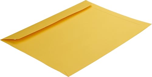 50 Stück, Farbige Briefumschläge, DIN C4, Haftklebung mit Abziehstreifen, Gerade Klappe, 130 g/qm Colorista, Ohne Fenster, Gelb (Goldgelb), Blanke Briefhüllen von Blanke Briefhüllen