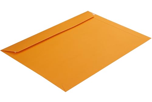 50 Stück, Farbige Briefumschläge, DIN C4, Haftklebung mit Abziehstreifen, Gerade Klappe, 130 g/qm Colorista, Ohne Fenster, Orange, Blanke Briefhüllen von Blanke Briefhüllen