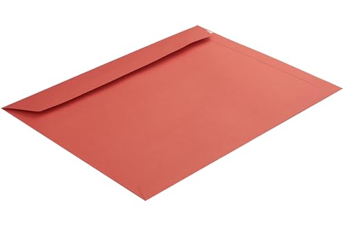 50 Stück, Farbige Briefumschläge, Din C4, Haftklebung Mit Abziehstreifen, Gerade Klappe, 130 G/Qm Colorista, Ohne Fenster, Rot, Blanke Briefhüllen von Blanke Briefhüllen