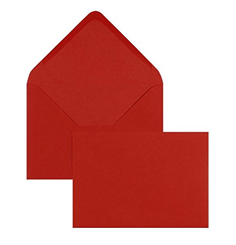 Blanke 100 Stück, Rot, C6 Briefumschläge, 114 x 162 mm, Offset 100g/qm, Spitzklappe, ohne Fenster, ideal für Hochzeit, Weihnachten, Grußkarten und Einladungen, Nassklebung, Ohne Fenster von Blanke Briefhüllen