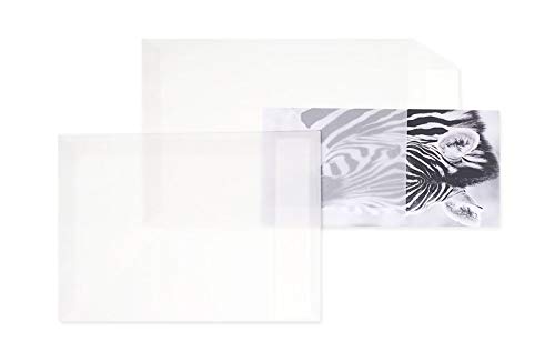 Blanke Briefhüllen 100 Stück, Transparent-Versandtaschen, DIN B5, Haftklebung mit Abziehstreifen, Gerade Klappe, 90 g/qm Offset, Ohne Fenster, Weiß (Transparent-Weiß) von Blanke Briefhüllen