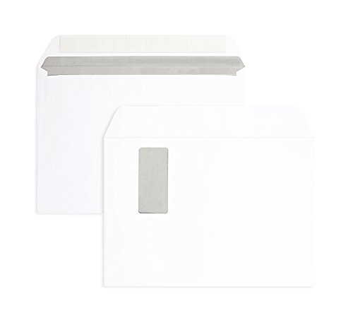 Briefhüllen | Premium | 229 x 324 mm (DIN C4) mit Fenster | Weiß (250 Stück) mit Abziehstreifen | Briefhüllen, Kuverts, Couverts, Umschläge mit 2 Jahren Zufriedenheitsgarantie von Blanke Briefhüllen