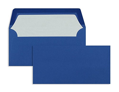 Farbige Briefhüllen | Premium | 110 x 220 mm (DIN Lang) Blau (100 Stück) Nassklebung | Briefhüllen, Kuverts, Couverts, Umschläge mit 2 Jahren Zufriedenheitsgarantie von Blanke Briefhüllen