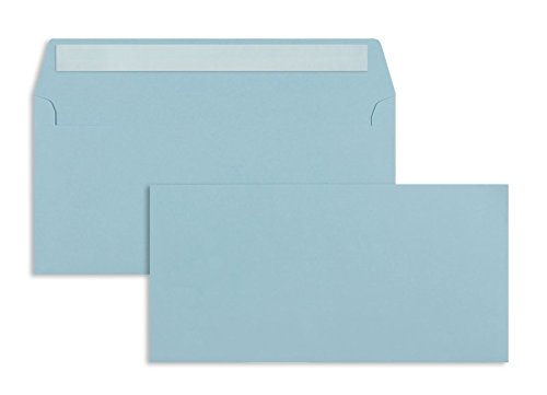 Farbige Briefhüllen | Premium | 114 x 229 mm (DIN C6/5) Blau (100 Stück) mit Abziehstreifen | Briefhüllen, Kuverts, Couverts, Umschläge mit 2 Jahren Zufriedenheitsgarantie von Blanke Briefhüllen