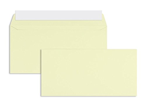 Farbige Briefhüllen | Premium | 114 x 229 mm (DIN C6/5) Creme (25 Stück) mit Abziehstreifen | Briefhüllen, Kuverts, Couverts, Umschläge mit 2 Jahren Zufriedenheitsgarantie von Blanke Briefhüllen