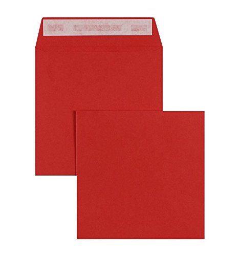 Farbige Briefhüllen | Premium | 220 x 220 mm Rot (100 Stück) mit Abziehstreifen | Briefhüllen, Kuverts, Couverts, Umschläge mit 2 Jahren Zufriedenheitsgarantie von Blanke Briefhüllen