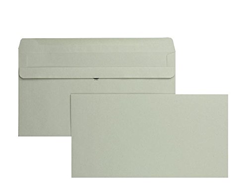 Farbige Briefumschläge - Grau ~125 x 235 mm (Kompakt) | 75 g/qm Recycling | Ohne Fenster | Selbstklebung | Gerade Klappe | 1000 Stück von Blanke Briefhüllen