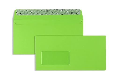 Farbige Briefumschläge - Grün ~114 x 229 mm (DIN C6/5) | 120 g/qm Colorista | Mit Fenster | Haftklebung | Gerade Klappe | 25 Stück von Blanke Briefhüllen