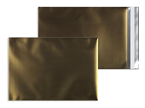 Farbige Folienumschläge | Premium | 114 x 162 mm (DIN C6) Gold (100 Stück) mit Abziehstreifen | Briefhüllen, Kuverts, Couverts, Umschläge mit 2 Jahren Zufriedenheitsgarantie von Blanke Briefhüllen