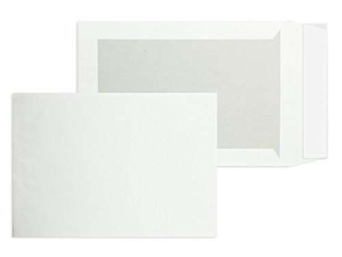 Papprückwandtaschen | Premium | 176 x 250 mm (DIN B5) Weiß (250 Stück) mit Abziehstreifen | Briefhüllen, Kuverts, Couverts, Umschläge mit 2 Jahren Zufriedenheitsgarantie von Blanke Briefhüllen