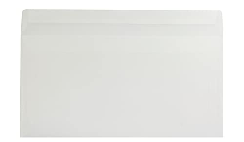Transparente Briefumschläge, DIN lang (110 x 220 mm), Haftklebestreifen mit Abziehstreifen, 100 Stück, Gerade Klappe, 90 g/qm Offset, Ohne Fenster, Weiß (Transparent-Weiß), Blanke Briefhüllen von Blanke Briefhüllen