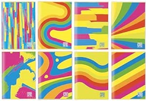 Blasetti - 10 Maxi-Notizbücher One Color FANTAFLUO mit Jolly Page, Papier 80 g, 80 Seiten + Sichtfenster, Einband in 7 Neonfarben mit matter Laminierung, Packung mit verschiedenen Farben - Lineatur 1R von Blasetti