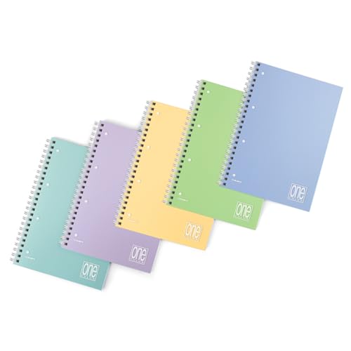 Blasetti One Color - PASTELL-Spiralheft mit Ablagelöchern, Packung mit 6 Stück, Papier 80g, abwaschbarer Plastikeinband - Lineatur 4M (4mm Karos) von Blasetti