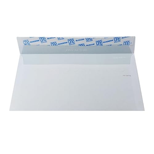 Blasetti Versandumschlag im Format 11x23 cm - Datenschutzumschlag mit Einbruchssicherungsschnitten für Briefe, Packung mit 500 Stück, Weiß, Selbstklebender Verschluss mit Schutzstreifen, Taschenform von Blasetti