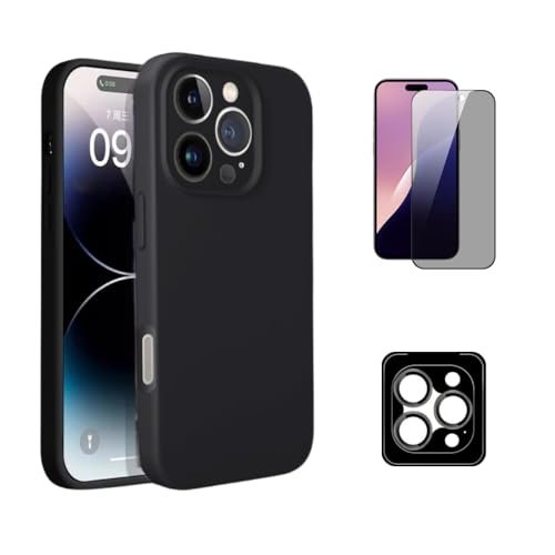 BlaueVogel für iPhone 16 Pro Hülle Silikon 6,3 Zoll + Sichtschutzfolie & Kameraobjektivschutz, Handyhülle aus flüssigem Silikon, Kratzfeste & stoßfeste Schutzhülle. Schwarz BlaueVogel für iPhone 16 Pro Hülle Silikon 6,3 Zoll + Sichtschutzfolie & Kameraobjektivschutz, Handyhülle aus flüssigem Silikon, Kratzfeste & stoßfeste Schutzhülle. Schwarz von BlaueVogel