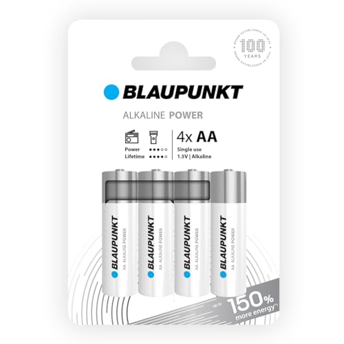 BLAUPUNKT AA Alkalibatterien Packung mit 4, am besten für Wanduhren und TV-Fernbedienungen, LR6BPO/4CP von Blaupunkt