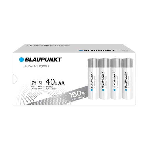 BLAUPUNKT AA Alkalibatterien Packung mit 40, am besten für Wanduhren und TV-Fernbedienungen, LR6BPO/40CB von Blaupunkt