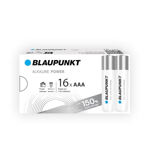 BLAUPUNKT AAA Alkalibatterien Packung mit 16, am besten für Wanduhren und TV-Fernbedienungen, LR03BPO/16CB von Blaupunkt