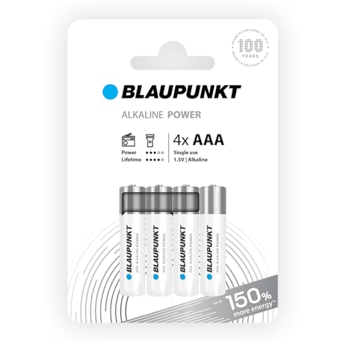 BLAUPUNKT AAA Alkalibatterien Packung mit 4, am besten für Wanduhren und TV-Fernbedienungen, LR03BPO/4CP von Blaupunkt