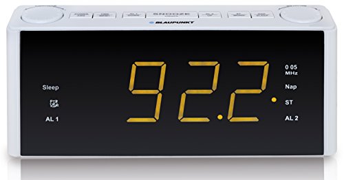 BLAUPUNKT CLR 180 WH Uhrenradio mit Wecker, AUX-IN, Stereo PLL FM-Lautsprecher, 2 Weckzeiten, Snooze-, NAP und Sleep-Timer weiß von Blaupunkt