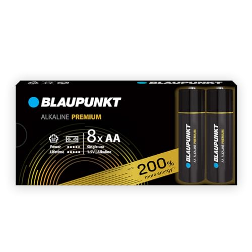 BLAUPUNKT Premium AA Alkalibatterien Packung mit 8, am besten für Gamecontroller und Spielsachen, LR6BPR/8CB von Blaupunkt