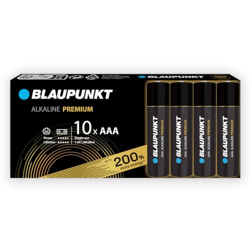 BLAUPUNKT Premium AAA Alkalibatterien Packung mit 10, am besten für Gamecontroller und Spielsachen, LR03BPR/10CB von Blaupunkt