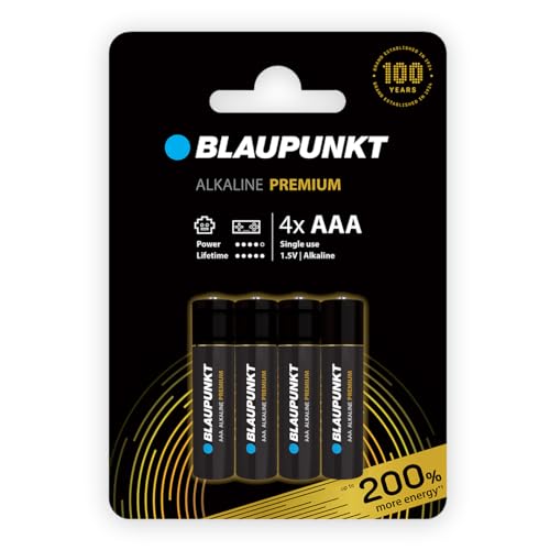 BLAUPUNKT Premium AAA Alkalibatterien Packung mit 4, am besten für Gamecontroller und Spielsachen, LR03BPR/4CP von Blaupunkt