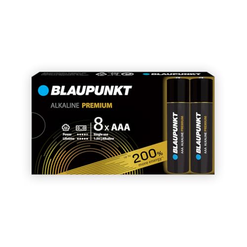 BLAUPUNKT Premium AAA Alkalibatterien Packung mit 8, am besten für Gamecontroller und Spielsachen, LR03BPR/8CB von Blaupunkt