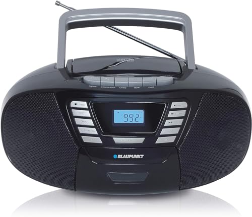 Blaupunkt B 120 BK tragbarer CD Player mit Bluetooth | Kassettenrekorder | Hörbuch Funktion | mit USB | kleines | Aux In | PLL UKW Radio | mit CD Spieler | Schwarz von Blaupunkt