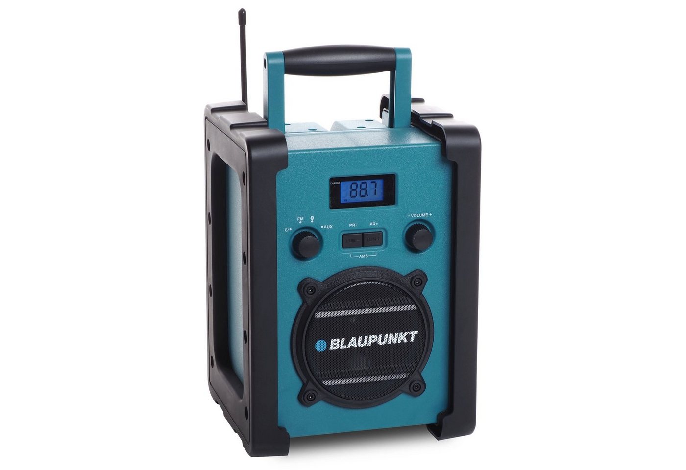 Blaupunkt BSR 20, Baustellenradio mit Akku, Bluetooth, AUX-IN, Schutzklasse IPX5 Baustellenradio (Radio (FM), 5,00 W, Bluetooth, 14 std. Laufzeit, Staub- und strahlwassergeschützt, Aux-in) von Blaupunkt