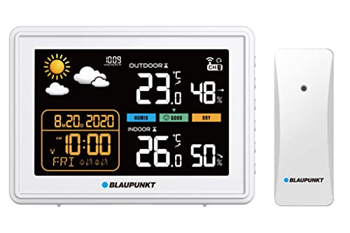 Blaupunkt WS30WH Wetterstation Digital Farbdisplay Funkwetterstation DCF-Funkuhr Multifunktionale Wetterstation Thermometer Hygrometer Innen und Außen LCD-Display mit Wettervorhersage Blaupunkt WS30WH Wetterstation Digital Farbdisplay Funkwetterstation DCF-Funkuhr Multifunktionale Wetterstation Thermometer Hygrometer Innen und Außen LCD-Display mit Wettervorhersage von Blaupunkt