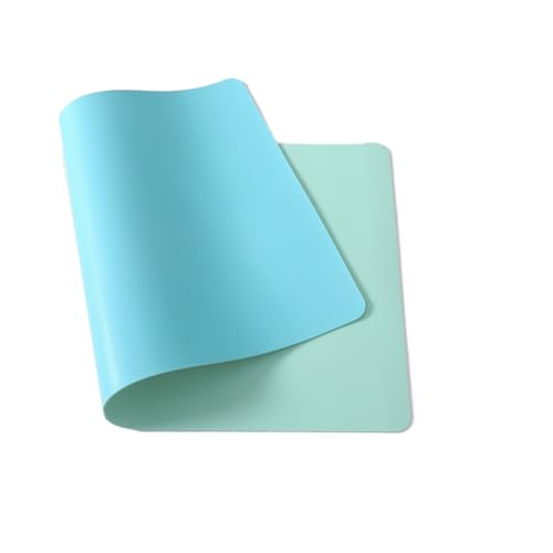 Blausky 1 Stück 21x25cm Zweifarbig Mauspad,Gaming-Mauspad Wasserdicht und Rutschfester Mausmatte aus PU-Leder Tischunterlage für Büro Arbeit Gaming Studium Zuhause,Hellblau + Hellgrün von Blausky