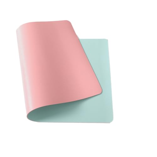 Blausky 1 Stück 21x25cm Zweifarbig Mauspad,Gaming-Mauspad Wasserdicht und Rutschfester Mausmatte aus PU-Leder Tischunterlage für Büro Arbeit Laptop Gaming Studium Zuhause,Rosa + Hellgrün von Blausky