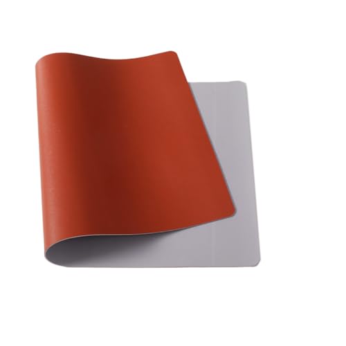 Blausky 1 Stück 21x25cm Zweifarbig Mauspad,Gaming-Mauspad Wasserdicht und Rutschfester Mausmatte aus PU-Leder Tischunterlage für Büro Arbeit Laptop Gaming Studium Zuhause,Rotbraun + Grau von Blausky