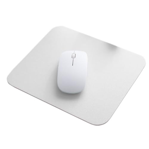 Blausky 1 Stück 21x25cm Zweifarbig Mauspad,Gaming-Mauspad Wasserdicht und Rutschfester Mausmatte aus PU-Leder Tischunterlage für Büro Arbeit Laptop Gaming Studium Zuhause,Weiß + Weiß von Blausky
