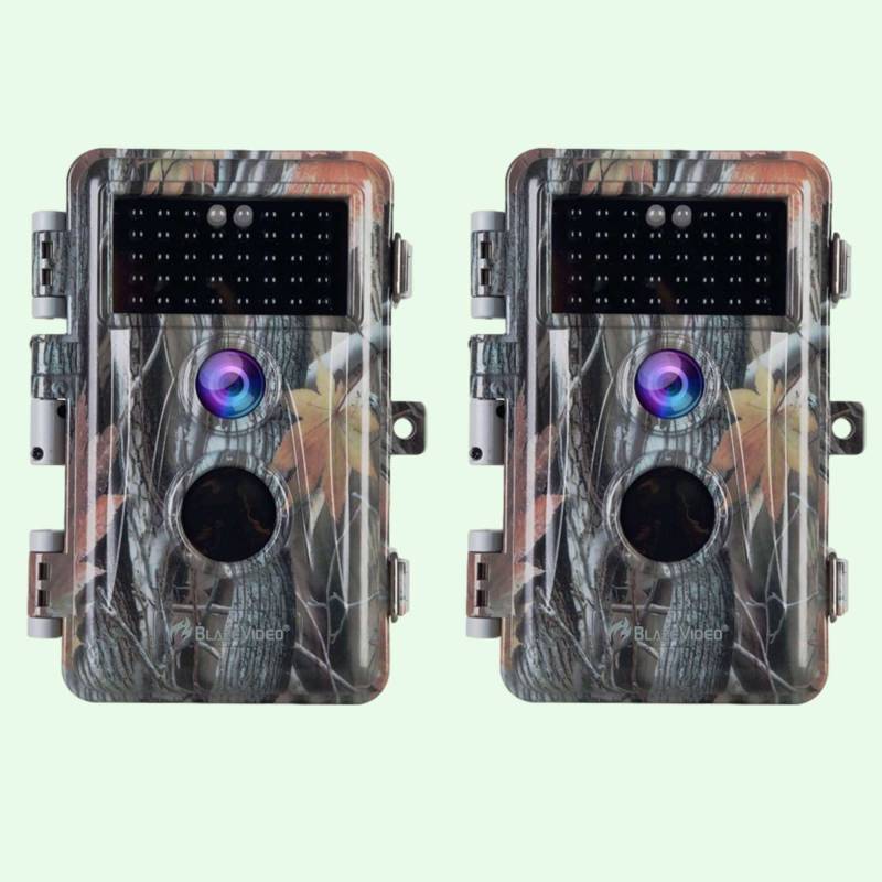 2 tlg. Wildkamera 32MP 1296p mit Bewegungsmelder Nachtsicht Maximale Entfernung bis 75Füße, 0,3s Trigger Geschwindigkeit , IP66 Wasserdichter| A252 von BlazeVideo