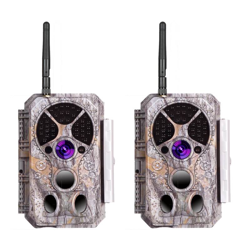 2-tlg. Wildkamera Wlan Fotofalle Jagdkamera Wildtierkamera 32MP 1296P 0,1s Schnelle Trigger Geschwindigkeit Nachtsicht Bewegungsmelder 110°PIR IP66 Wasserdichter | A350W Grau von BlazeVideo