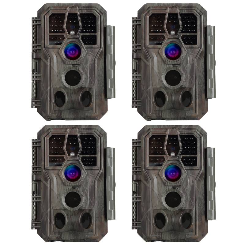 4-tlg. Wildkamera 24MP 1296p mit Audio und Bewegungsmelder Nachtsicht Max. Entfernung bis 100 Füße, 0,1s Trigger Geschwindigkeit , IP66 Wasserdichter | A280 von BlazeVideo