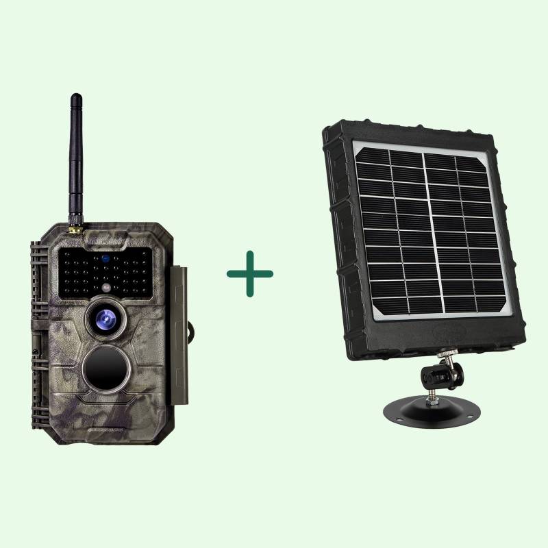 Bundle Wildkamera Wildtierkamera Jagdkamera Wlan 32MP 1296P 0,1s Auslöserzeit Bewegungsmelder 110°PIR und Solarpanel-Kits 8000mAh 12V/9V/6V| W600 Braun von BlazeVideo