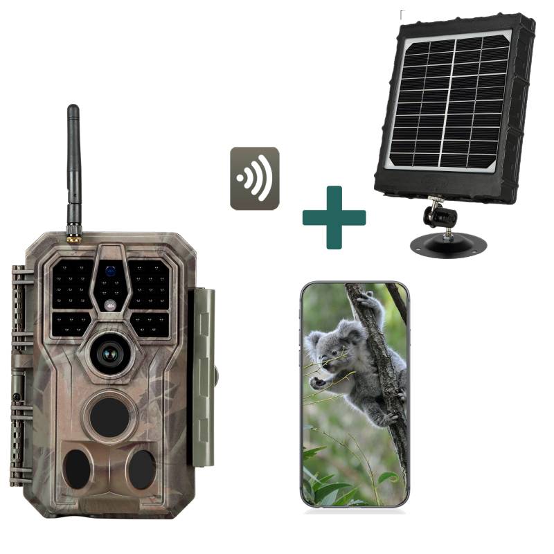Bundle Wildkamera Wildtierkamera Jagdkamera Wlan 32MP 1296P 0,1s Auslöserzeit Bewegungsmelder 120°PIR und Solarpanel-Kits 8000mAh 12V/9V/6V | A280W Braun von BlazeVideo