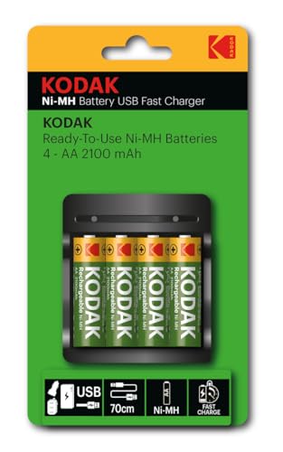 USB-Akku-Ladegerät für AA mit 4 wiederaufladbaren 2100 mAh Batterien, ideal für elektronische Geräte und Spielzeug. von Blendend