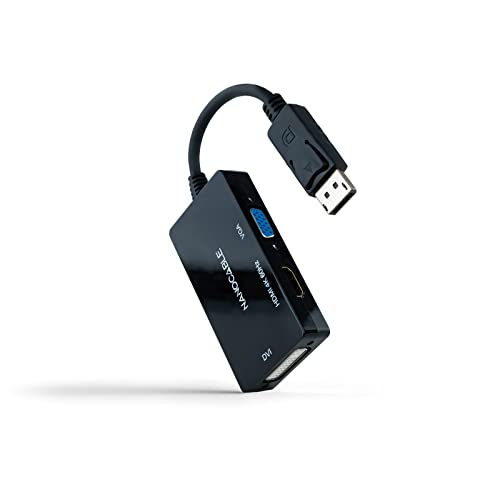 Blendend 3-in-1 DisplayPort auf VGA DVI HDMI Konverter schwarz Kabellänge 15cm Ideal für Verschiedene Displayverbindungen Vielseitiger und kompakter Adapter von Blendend