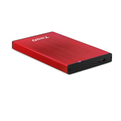 Externes 2,5-mm-SATA-Festplattengehäuse, kompatibel mit USB 3.0/3.1 Gen1 in leuchtendem Rot, perfekt für alle, die Wert auf Stil und Funktionalität Legen. Transportieren Sie Ihre Daten sicher und von Blendend