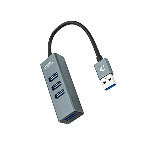 USB 3.0 HUB mit 4 USB 3.0-Anschlüssen, Typ A Stecker auf USB 3.0-Buchse. Hergestellt aus strapazierfähigem Aluminium und mit einem 10 cm Langen Kabel. Ideal für die Erweiterung der von Blendend