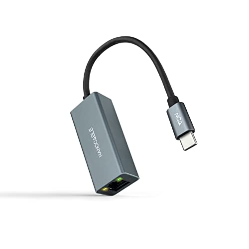 USB-C-zu-Ethernet-Konverter bietet Netzwerkverbindung mit Einer Geschwindigkeit von bis zu 1 Gbit/s. Farbe grau, Kabellänge 15 cm, ideal für den Anschluss von USB-C-Geräten mit dem Internet über von Blendend