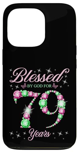 Von Gott gesegnet für 79 Jahre Geburtstagsparty zum 79. Geburtstag Hülle für iPhone 13 Pro von Blessed Birthday Celebration Pink & Green
